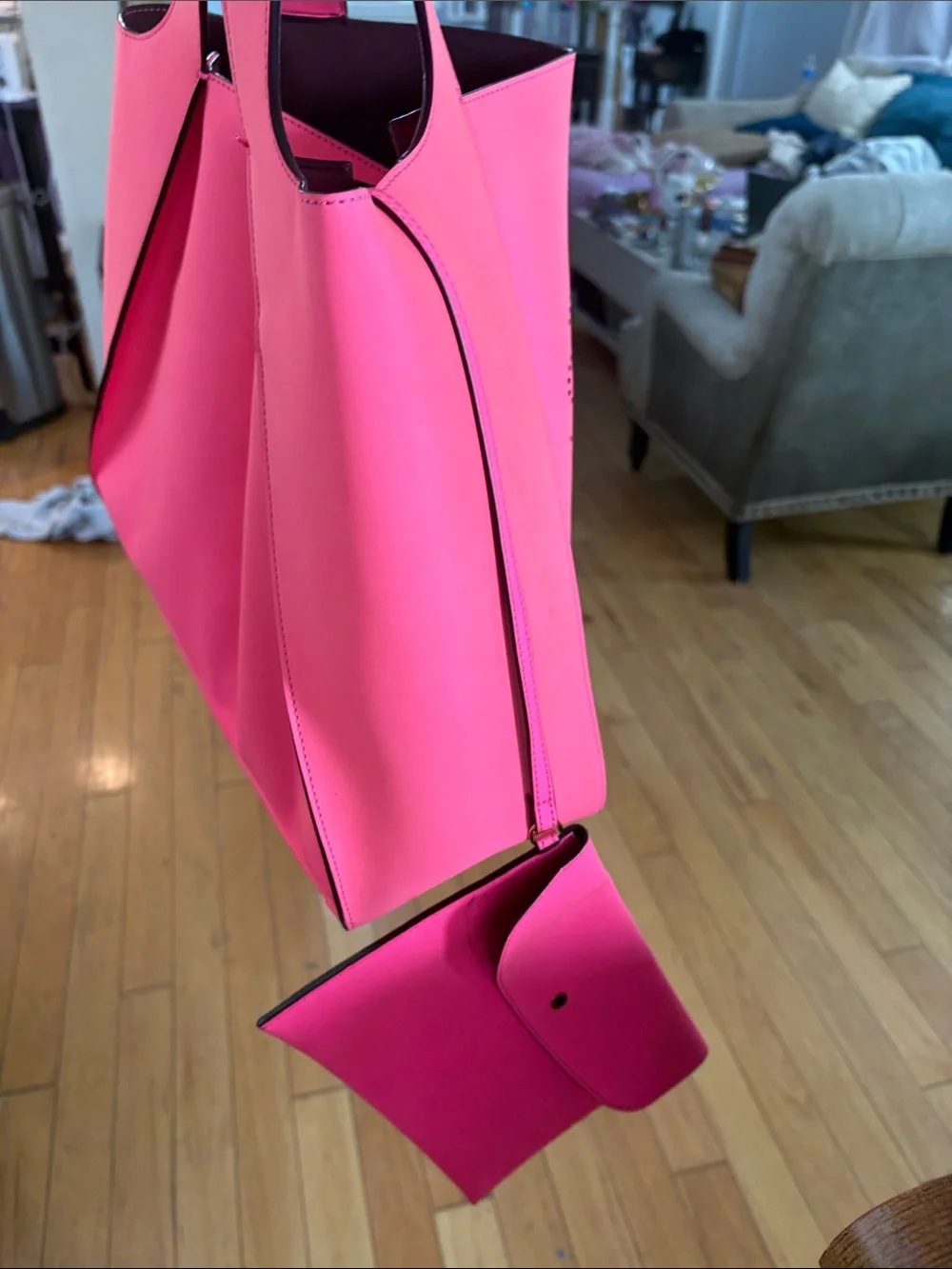 Stella McCartney Hot Pink Perforated Logo Tote